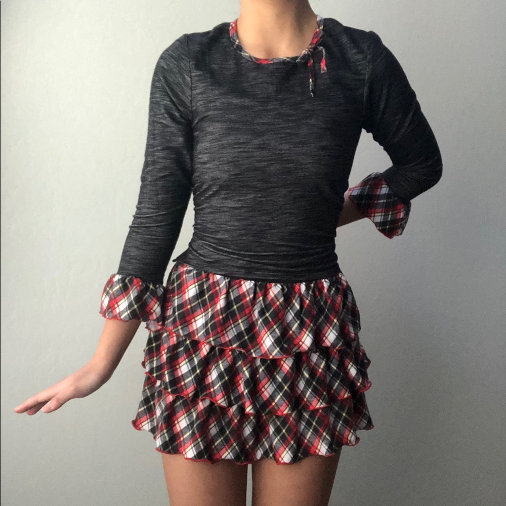 bonnie jean red plaid sleeveless dress with top